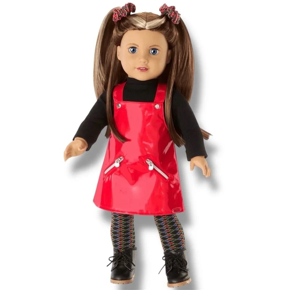 Pleasant‎ Company American Girl Argyle Tights Vintage 8401 Red Vinyl Jumper Meet